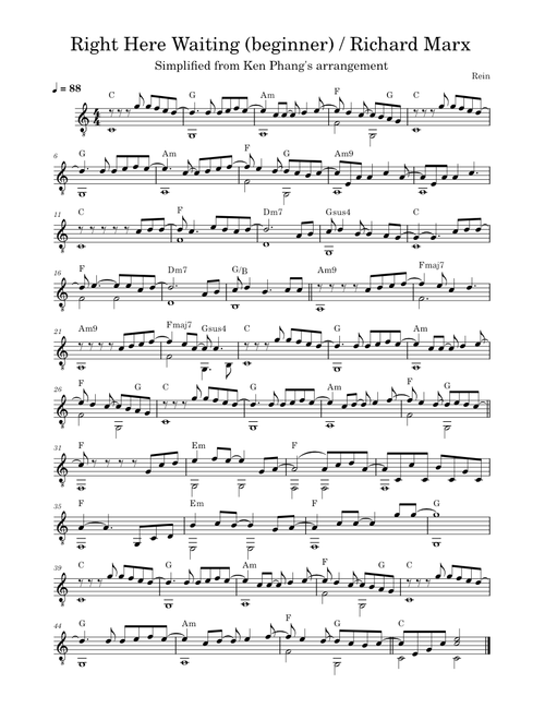 Right Here Waiting (beginner) / Richard Marx / Guitar Solo
