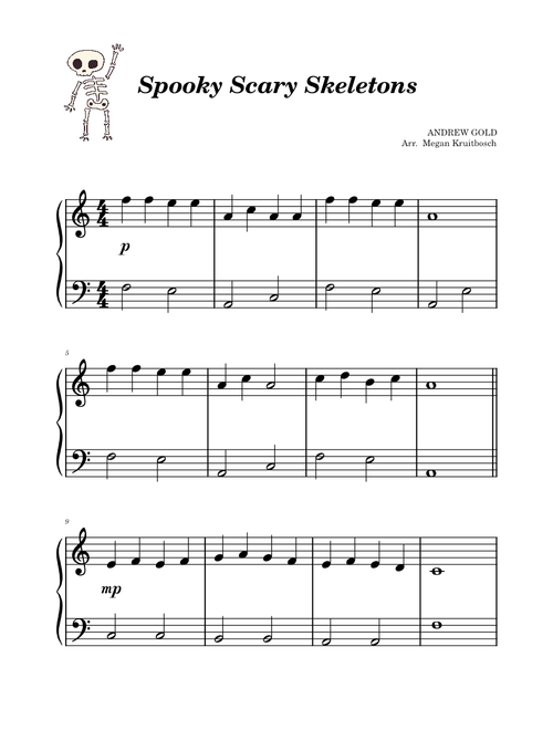 Spooky Scary Skeletons | Beginner Piano