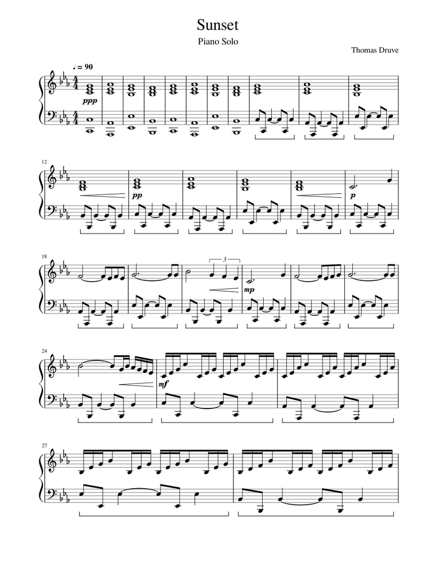 Sunset Sheet Music for Piano (Solo) | MuseScore.com