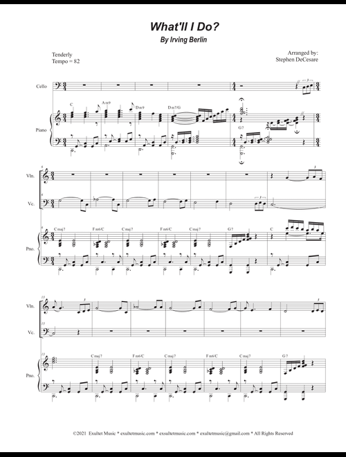 What'll I Do? (Duet for Violin and Cello) (Arr. Stephen DeCesare) - Irving Berlin (Instrumental Duet and Piano)