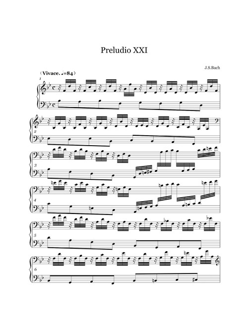 Preludio XXI BWV866 - Johann Sebastian Bach (Piano Solo)