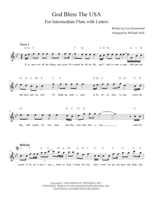 God Bless The Usa (Arr. Michael Arell) - Gladness Beard Jennings (Flute Solo)