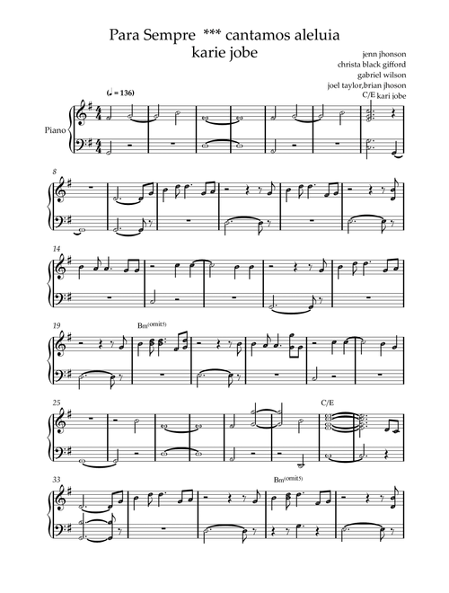Forever (we Sing Hallelujah) (Arr. by ezequiel) - Kari Jobe, Brian Johnson, Christa Black Gifford (Piano-Vocal-Guitar (Piano Accompaniment))
