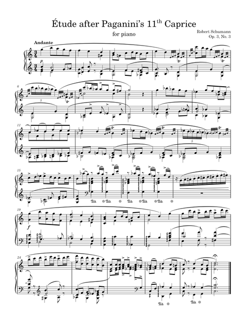 Étude after Paganini's 11th Caprice - R. Schumann, Op. 3, No. 3