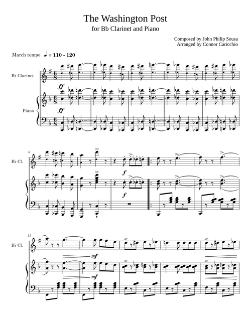 The Washington Post March – John Philip Sousa - Bb Clarinet and Piano