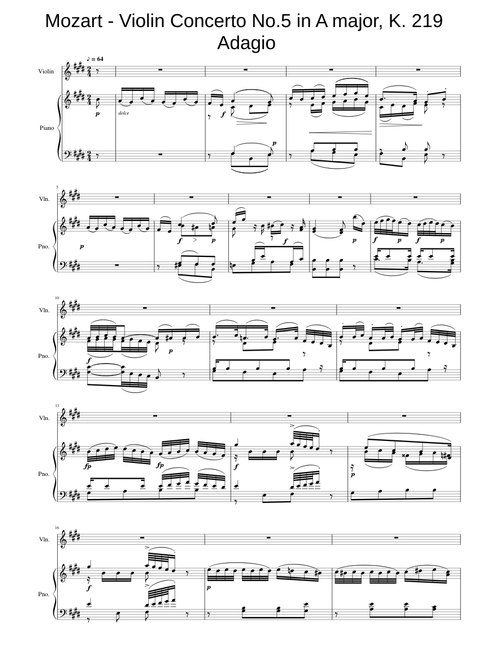 Violin Concerto No.5 in A major, K. 219 ~ Adagio - Mozart