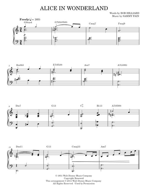 Alice In Wonderland [Jazz version] (arr. Brent Edstrom) - Bill Evans (Piano Solo)