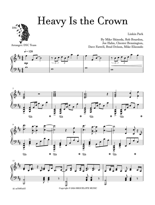 Heavy Is The Crown (Arr. Digital Scores Collection) - Linkin Park (Piano Solo)
