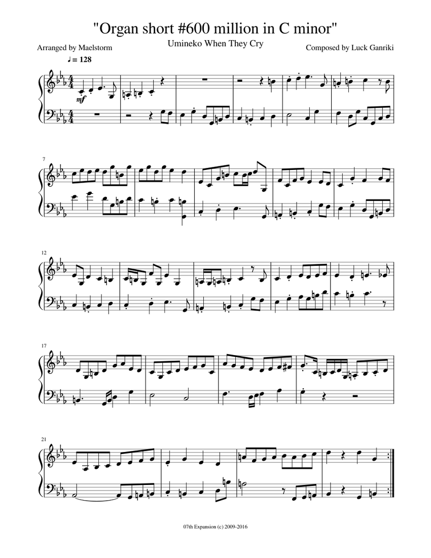 Organ short 600 million in C minor - Beatrice's Theme