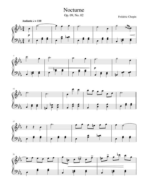Nocturne in E-flat Major, Op. 9, No. 2 (Easy)