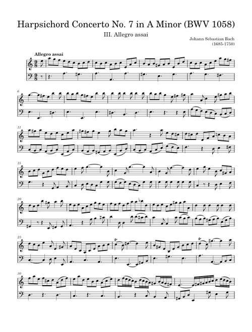 Harpsichord Concerto No.7 in A minor, BWV 1058 – Johann Sebastian Bach