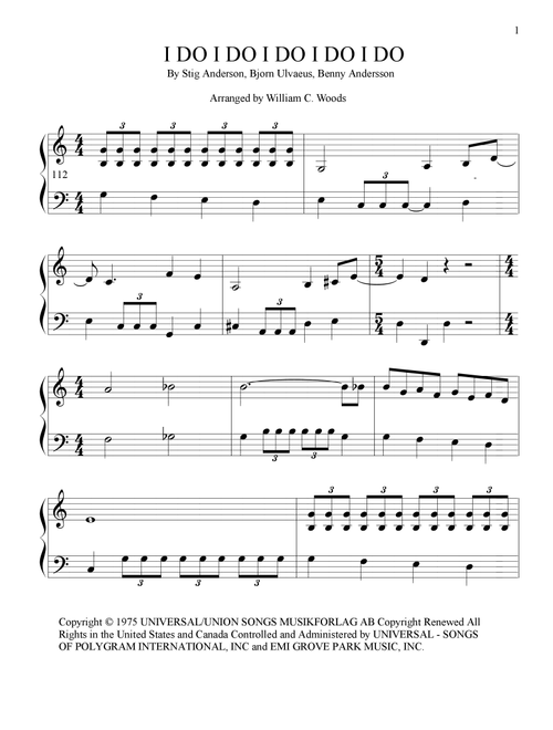 I Do I Do I Do I Do (Arr. William C. Woods) - ABBA (Easy Piano)