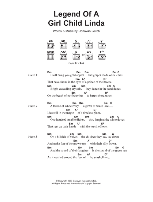 Legend Of A Girl-Child Linda - Donovan (Guitar Chords-Lyrics)