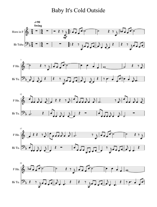 Baby It's Cold Outside Bb Tuba and F horn Duet