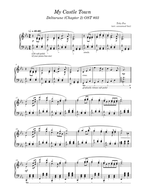 Deltarune (Chapter 2) OST | Toby Fox - My Castle Town | Piano solo