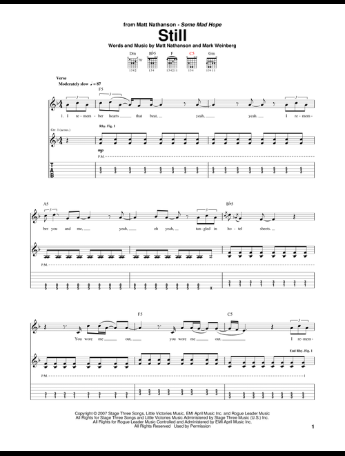 Still - Matt Nathanson (Guitar Tab)