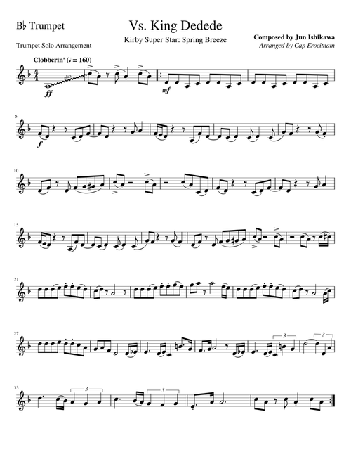 "Vs. King Dedede" from Kirby Super Star: Spring Breeze (Trumpet Solo Ver.)
