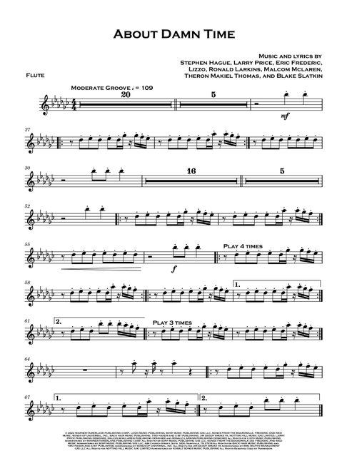 About Damn Time (Arr. David Lartey) - Lizzo (Flute Solo)