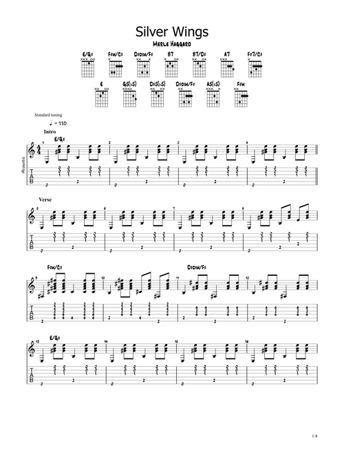Silver Wings (Arr. Z Executor) - Merle Haggard (Guitar Tab)