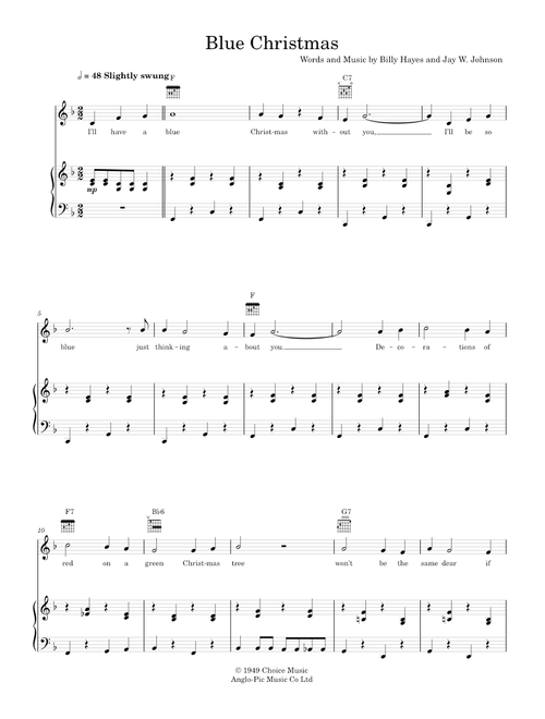 Blue christmas - Elvis Presley (Piano-Voice-Guitar)