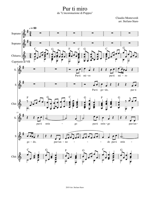 C. Monteverdi, Pur ti miro, arrangiamento per due voci e chitarra