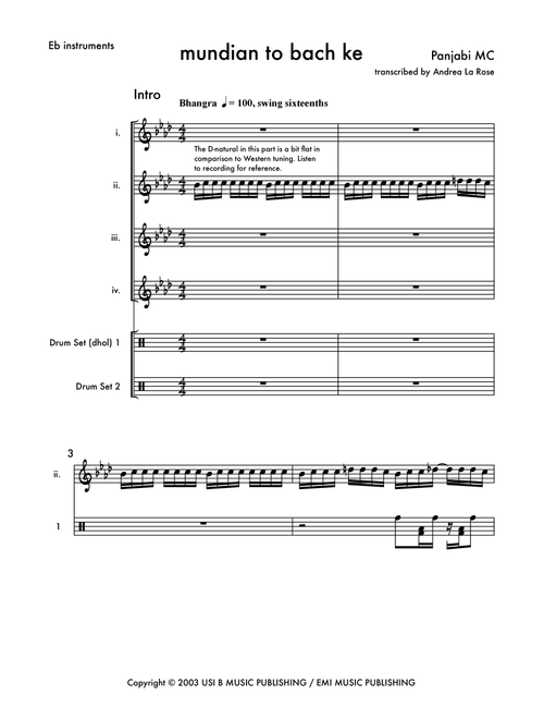 Mundian To Bach Ke (Arr. Andrea La Rose) - Panjabi Mc With Labh Janjua (Small Ensemble)
