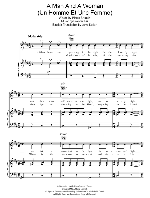 A Man And A Woman (Un Homme Et Une Femme) - Francis Lai (Piano-Vocal-Guitar (Piano Accompaniment))