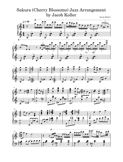 Sakura (Cherry Blossoms) - Jazz Arrangement by Jacob Koller with Sheet Music – Jacob Koller