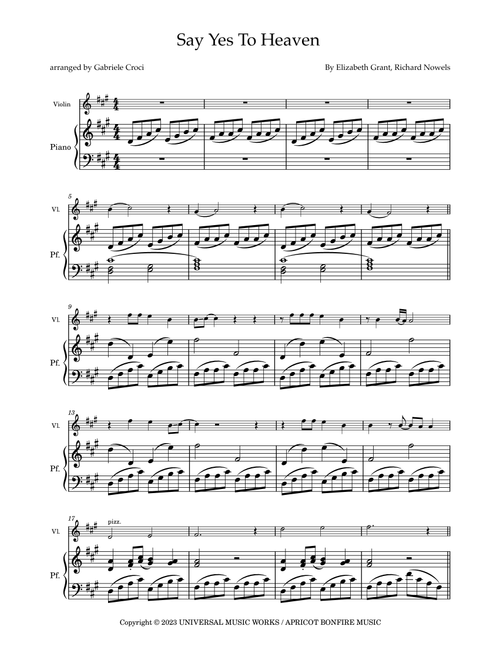 Say Yes To Heaven (Arr. Gabriele Croci) - Lana Del Rey (Violin and Piano)