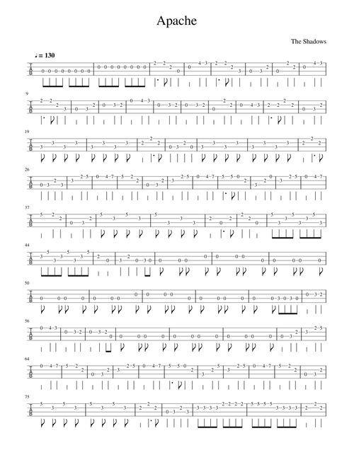 The Shadows - Apache bass tab