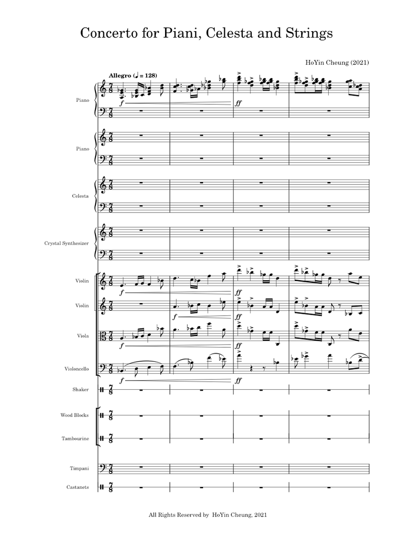 新しいエルメス Concerto for music Sheet Strings and Celesta Piani, for その他