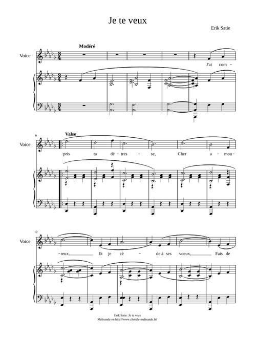 Je Te Veux - Db Major - No Voice