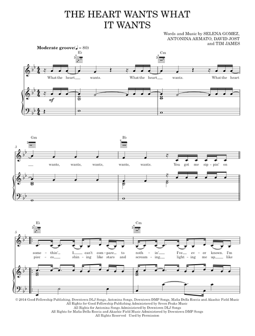 The heart wants what it wants - Selena Gomez (Piano-Vocal-Guitar)