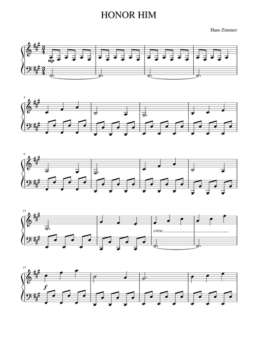Honor Him (Arr. Victoria Navarro) - Hans Zimmer (Piano Solo)