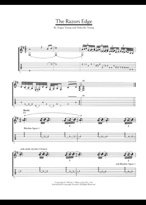 ギタースコア AC/DC THE RAZORS EDGE Play Official version of The razors edge Sheet Music by AC/DC for