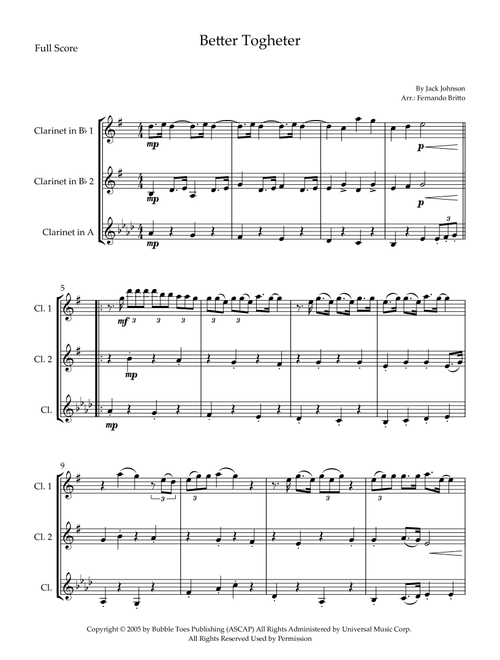 Better Together (Arr. Fernando Britto) - Jack Johnson (Woodwind Ensemble)
