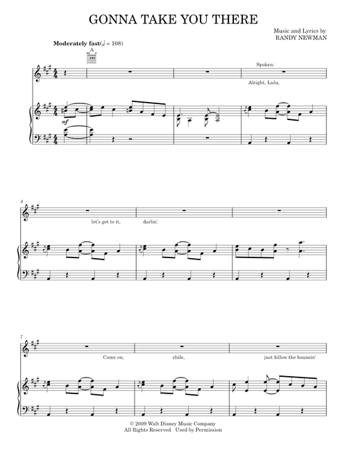 Gonna Take You There - Jim Cummings, Randy Newman, The Princess And The Frog Movie (Piano-Vocal-Guitar)
