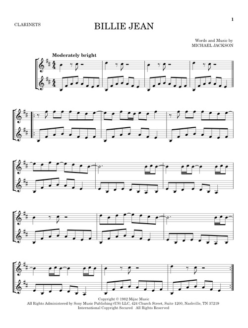 Billie Jean - Michael Jackson (Clarinet Duet)