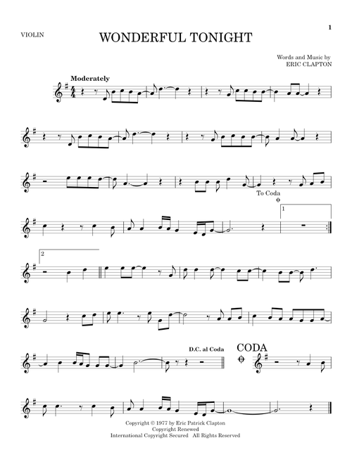 Wonderful Tonight - Eric Clapton, David Kersh (Violin Solo)