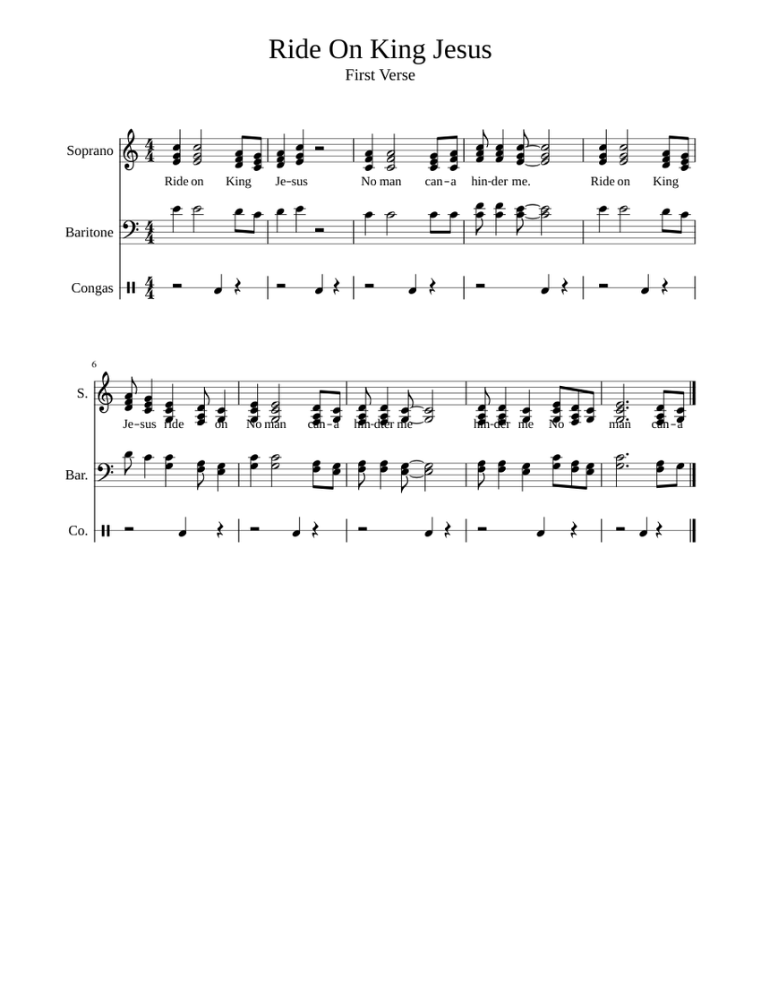 Ride On King Jesus Sheet music for Soprano, Baritone, Conga (Mixed Trio ...