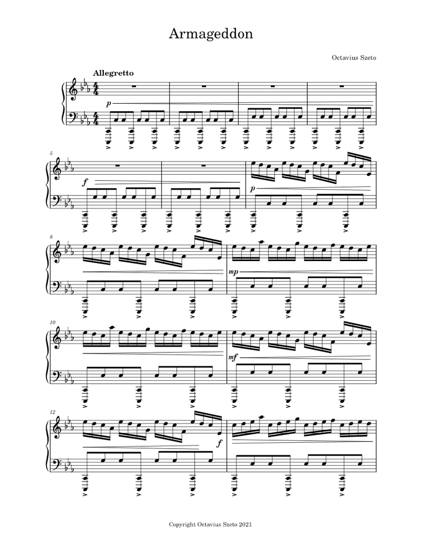 Armageddon Sheet music for Piano (Solo)