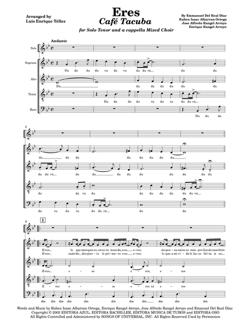 Eres (Arr. Luis Enrique Téllez) - Cafe Tacuba (Choral, Mixed Choir)