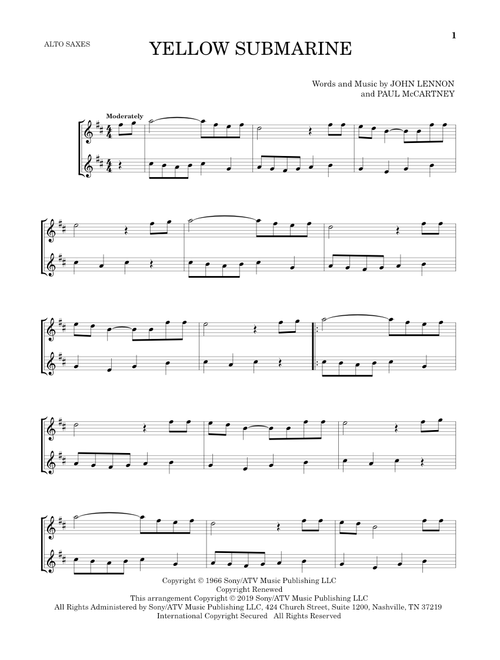 Yellow Submarine - The Beatles (Alto Saxophone Duet)