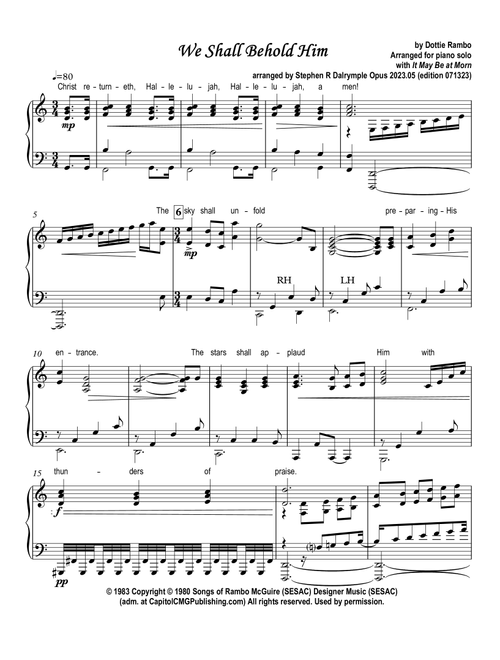 We Shall Behold Him (Arr. Stephen R Dalrymple) - Dottie Rambo (Piano Solo)