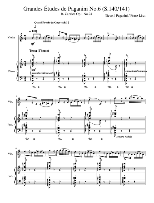 Grandes études de Paganini, S.141 – Franz Liszt PIANO + VIOLIN! (No.6) ft. Paganini's Caprice No.24