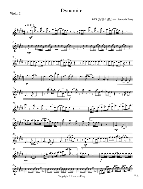 Dynamite (Arr. Amanda Pang) - BTS (String Quartet)