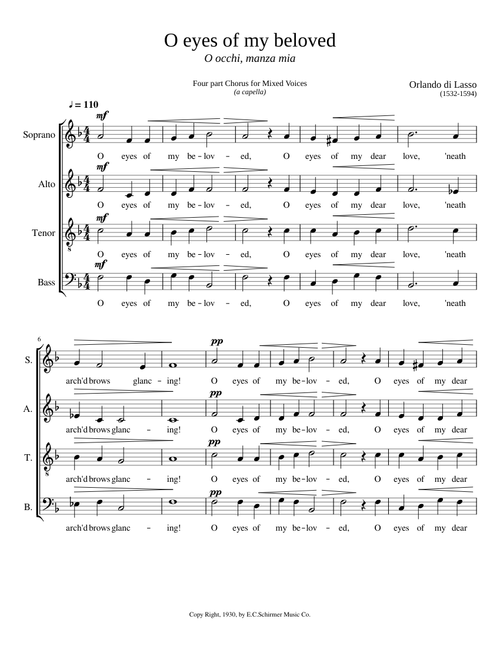 O Eyes of my Beloved (SATB)