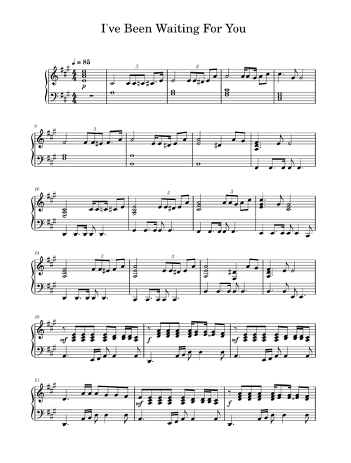 I've Been Waiting For You – ABBA IBWFY Piano