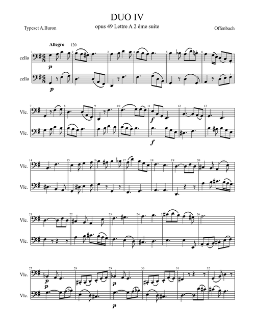 Cellos duo Offenbach opus 49 lettre A 2 ème suite