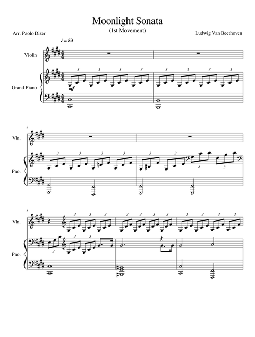 Moonlight Sonata (Violin & Piano Duet)